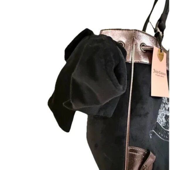Juicy Couture Classic Scottie Dogs Tote Handbag Licorice Black Silver NWT - Picture 5 of 8